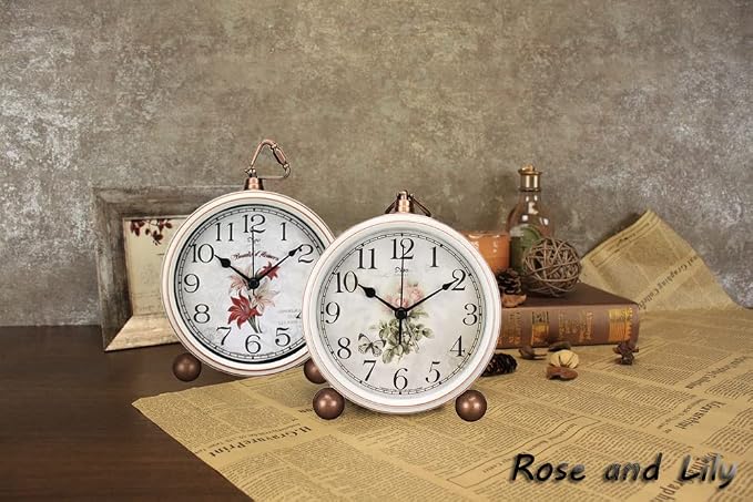 Maxspace Classic Vintage Clocks - Elegant and Decorative Analog Clock,Silent Non-Ticking Clock with Distressed Metal Frame for Office, Living Room or Bedroom
