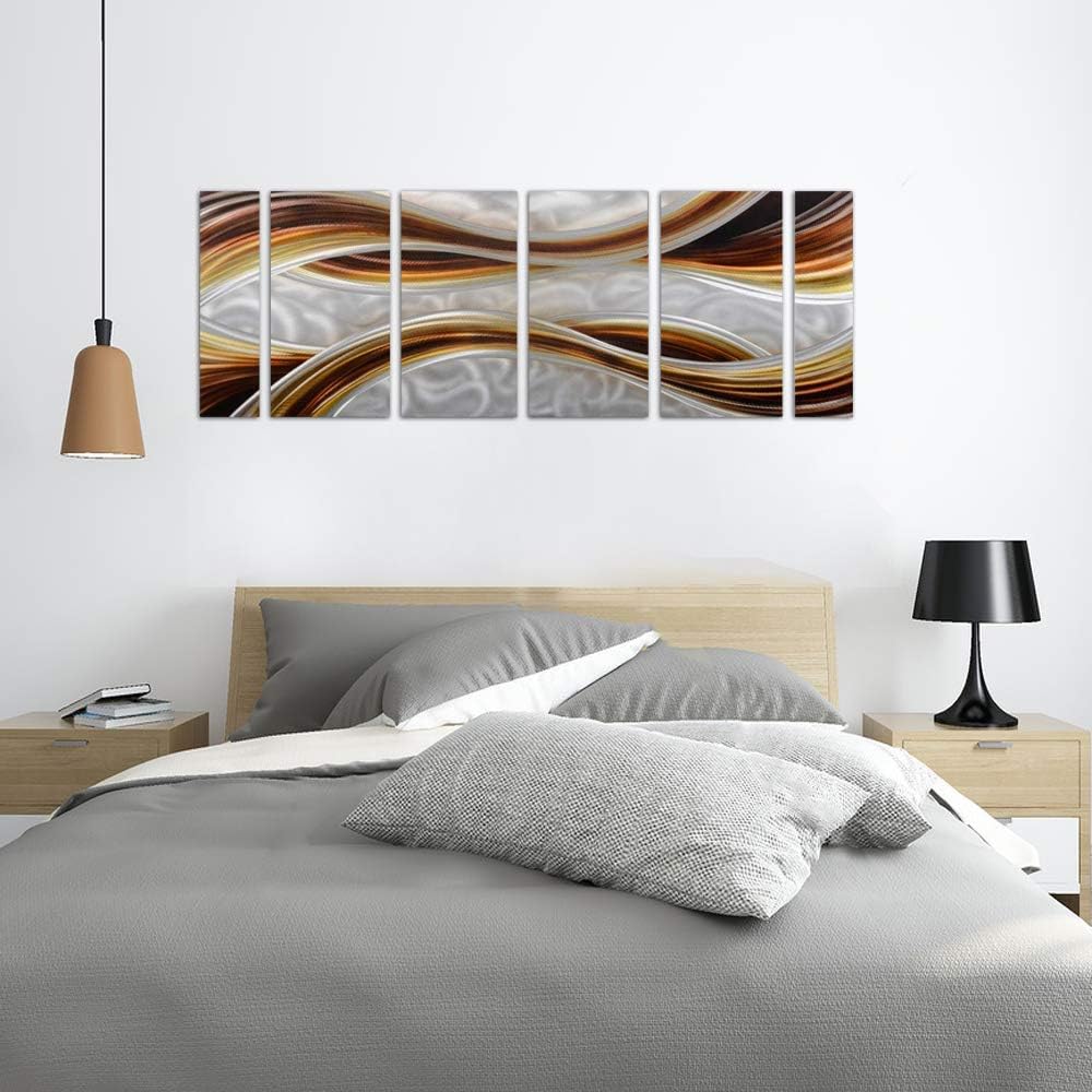 Yihui Arts Abstract Metal Wall Art Hand Crafted Aluminum Artwork Modern 3D Sculpture for Living Room Bedroom Dinning Decor