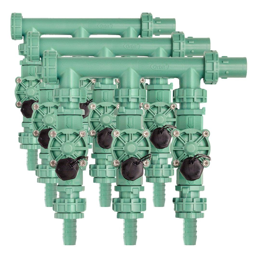 Orbit 91207 3-Valve Preassembled Sprinkler Manifold for Poly Pipe (Pack of 3)
