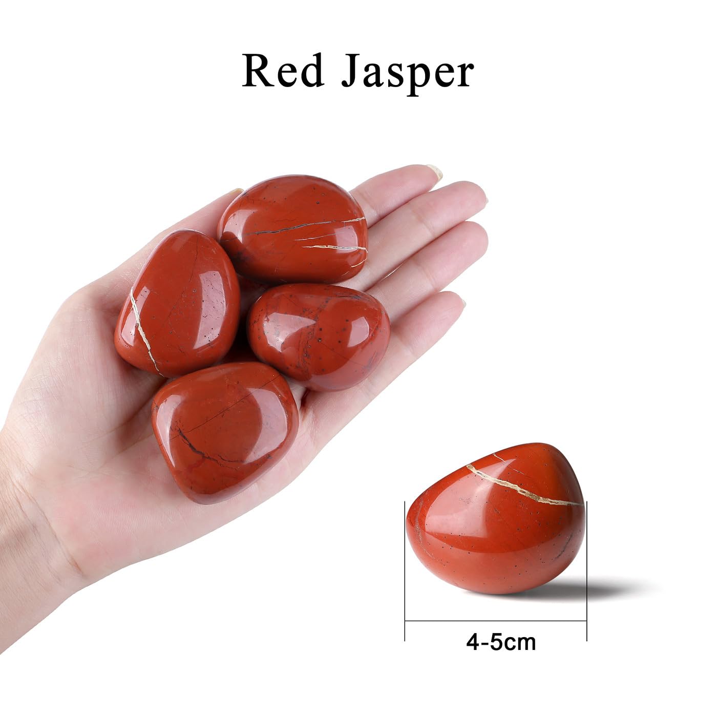 MAIBAOTA 1.6-2.0"Red Jasper Stone Large Red Stone Reiki Jasper Natural Tumbled Polished Stones for Energy Witchcraft Therapy Meditation DIY Crystals for Protection