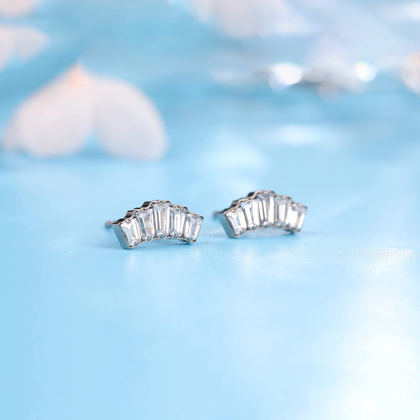 Limerencia Hypoallergenic G23 Pure Titanium Earrings | Crown Cubic Zirconia | F136 Implant Grade Piercing Studs| Suitable for Sensitive Ears Delicate Jewelry (White CZ Cluster)