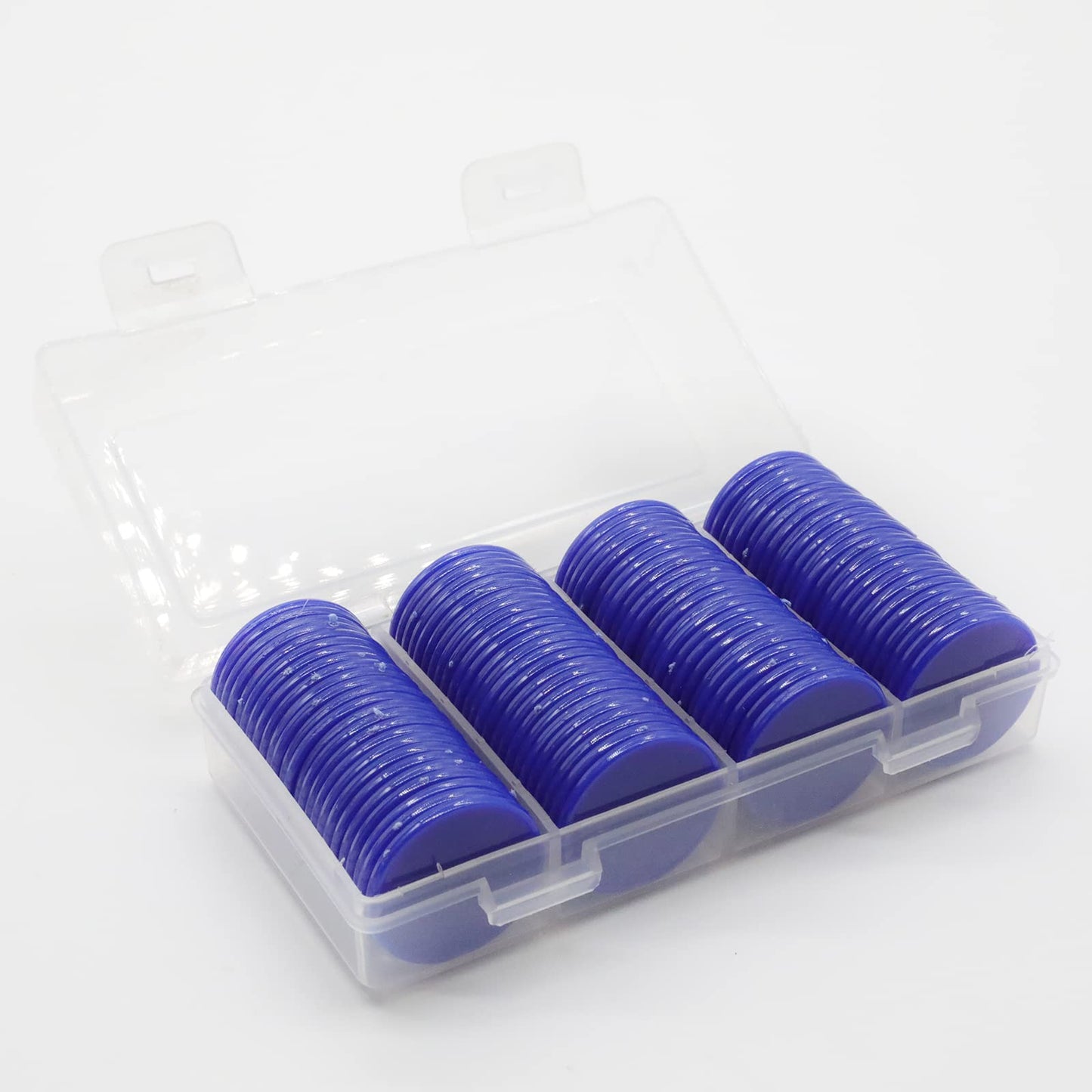 HAKITAROOM Set of 100 Opaque Plastic Learning Counters Mini Poker Chips Game Tokens with Storage Box (Blue, 1.58 Inch)