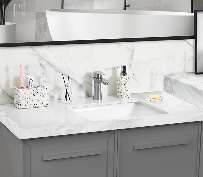 Luxspire Electric Toothbrush Holder, 3 Slots Large Toothbrush Toothpaste Stand, Resin Storage for Bathroom Accessories Vanity Counter Sink Organizer Caddy, Terrazzo