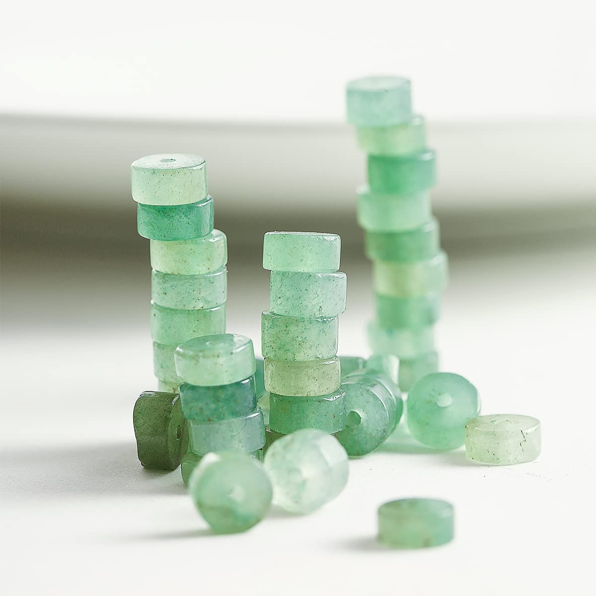 Natural Green Aventurine Stone Spacer Beads 6x3mm 38cm/str Flat Round Loose Semi Gemstone Caps for Making Bracelets Necklace
