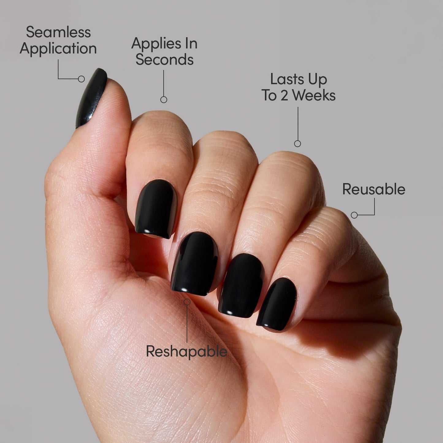 Glamnetic Press-On Nails Bundle - Jet Black & Berry Maroon | Short Squoval Black Fake Nails with a Glossy Finish | Dark Red Maroon Short Round Nails | Durable, Salon-Quality Nail Kits