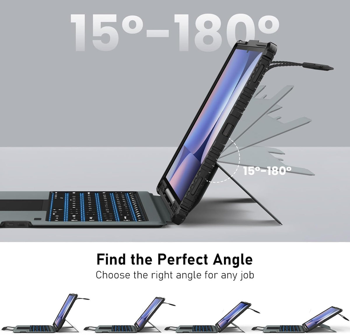 Nillkin for Samsung Galaxy Tab S10 Ultra Carry Go Portable Handle Detachable Keyboard Case with 7 Backlit, Kickstand, Trackpad, S Pen Holder, S9 Ultra 5G (14.6 inch)