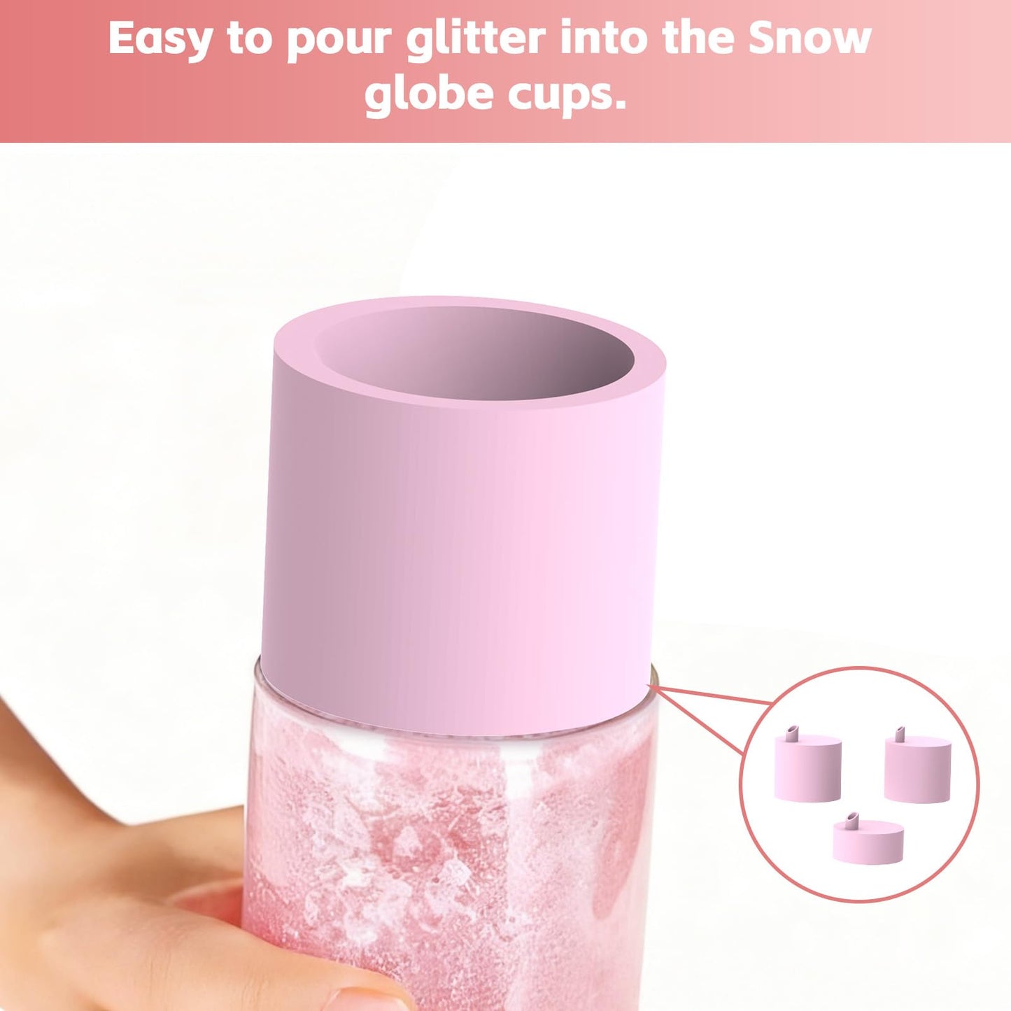 3 Pack Snow Globe Tumbler Funnels, Large & Small Glitter Funnel for DIY Snow Globe Tumblers, No-Mess(Pink)
