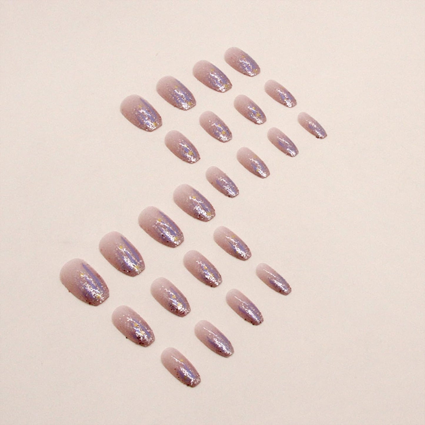 SINHOT Press on Nails - Medium Coffin Glossy Glue on Nails, Purple, 24 pcs