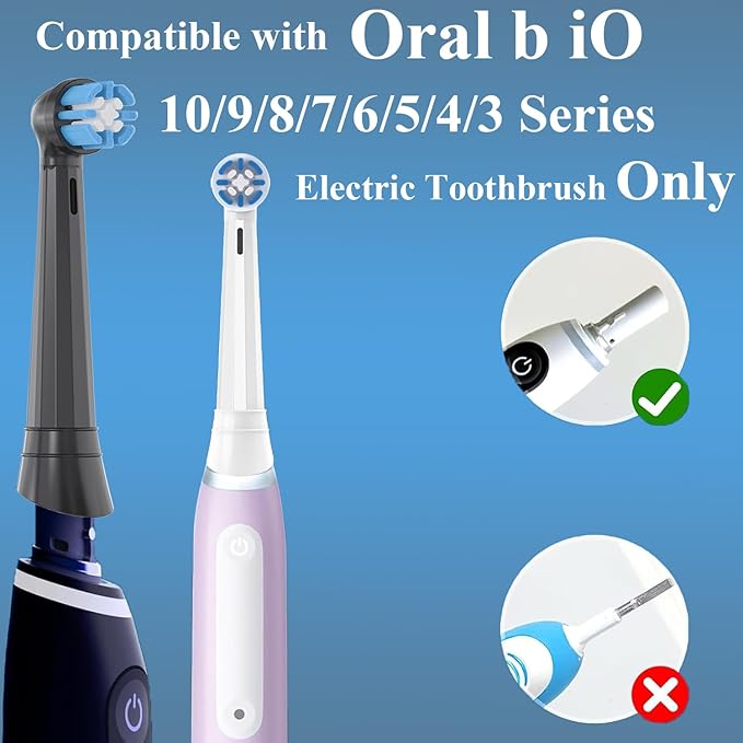Replacement Toothbrush Heads Compatible with Oral b iO 3/4/5/6/7/8/9/10 Series Electric Toothbrush, Premium Grade Bristles, Black, 8 Pack