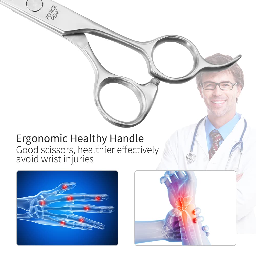 Fenice Peak 3pcs Dog Grooming Scissors Set Straight Thinning Curved Shears Stainless Steel Shears for Pet Grooming Sharp and Durable with Case Suitable for home users and Professional Groomer