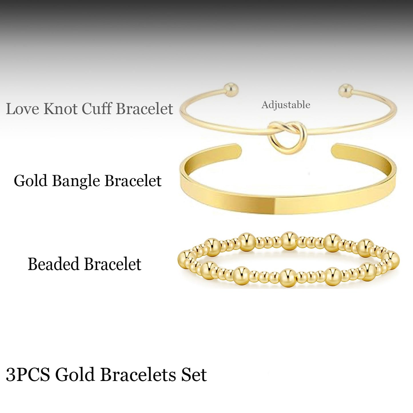 HERIER Gold Bangle Bracelets Stack for Women Trendy 14K Gold Plated Cuff Beaded Bracelets for Women Stackable Set Jewelry Non Tarnish