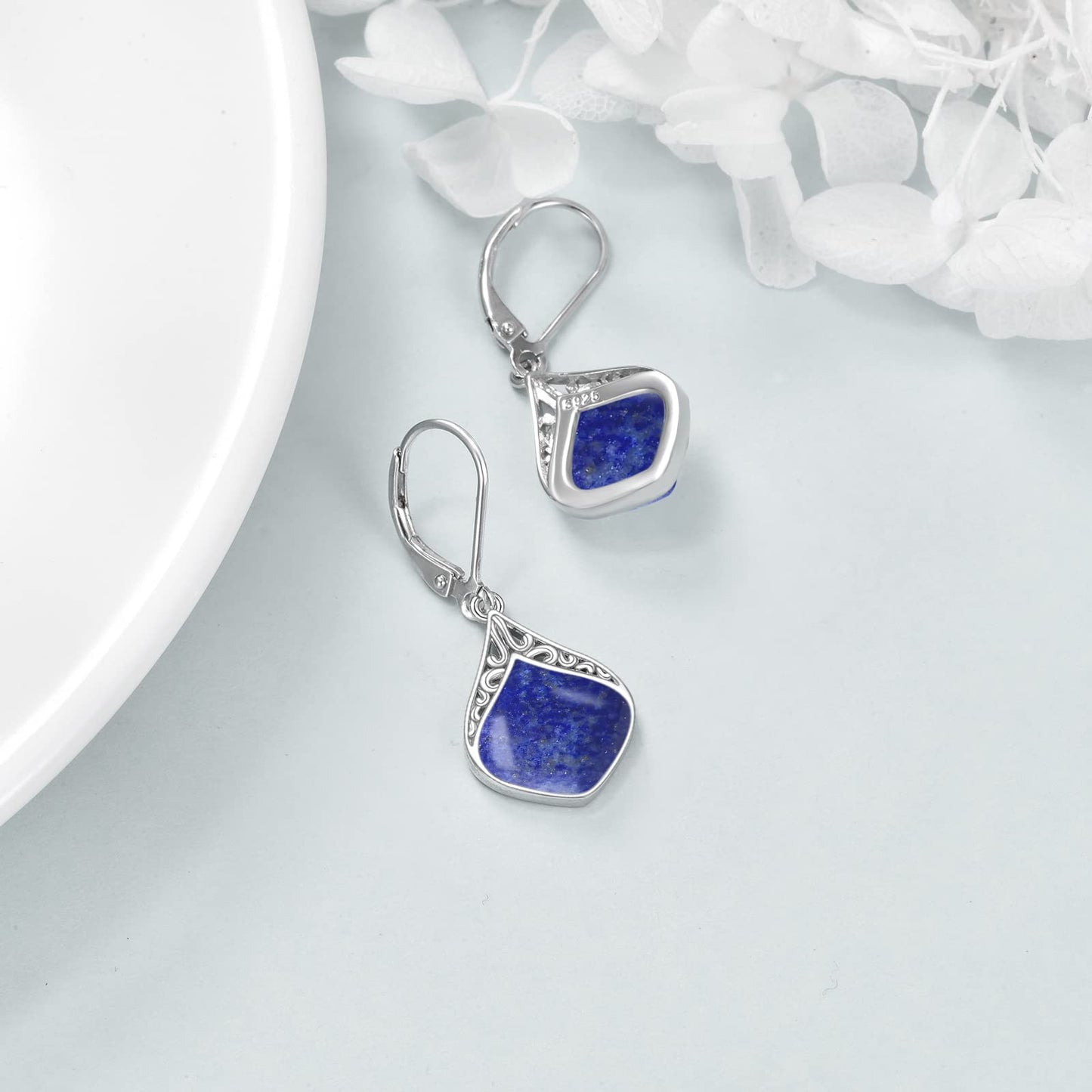 Lapis Lazuli Teardrop Earrings Sterling Silver Filigree Irish Celtic Teardrop Drop Earrings Lapis Dangle Earrings Jewelry Gifts For Women
