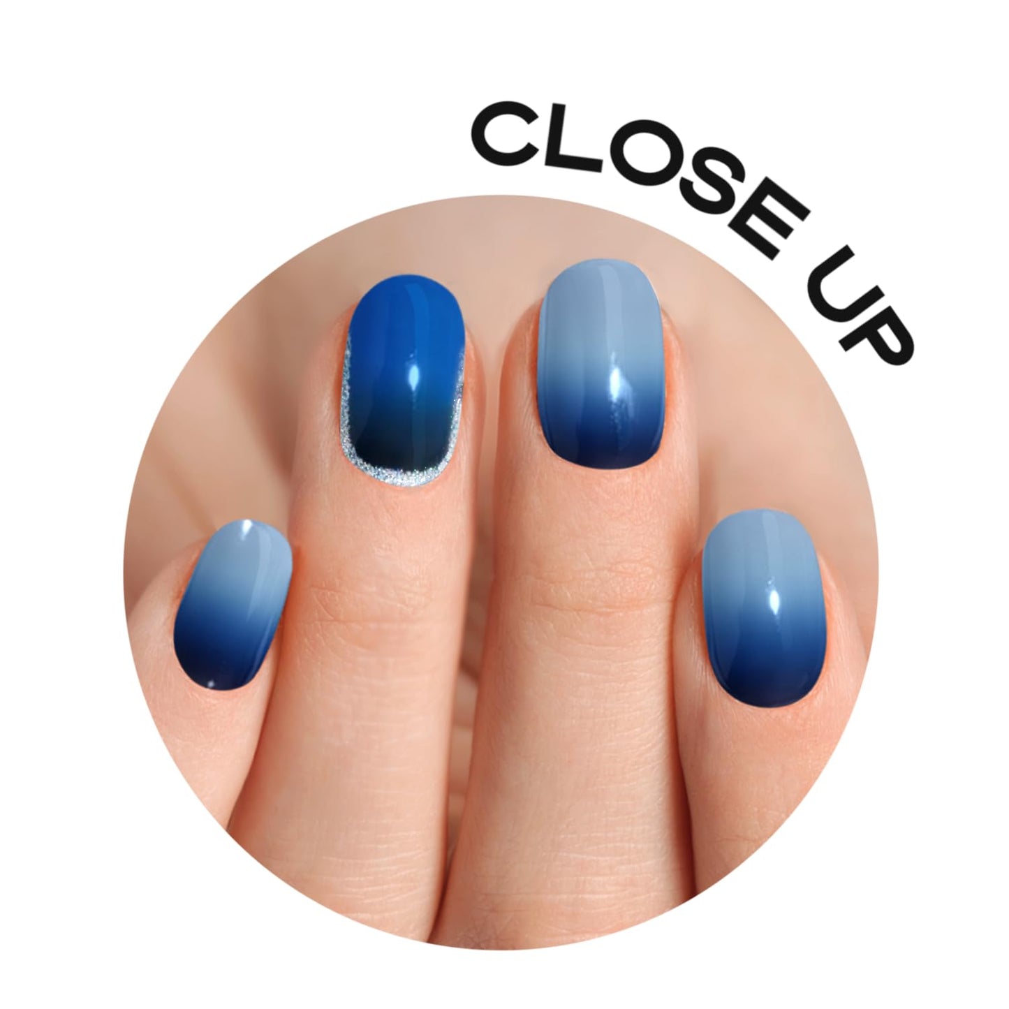 Adora Couture Semi-Cured Gel Nail Strips - 30 Salon-Quality Stickers with UV Light Required, Long Lasting, Easy Application & Removal, Includes Prep Pads, Nail File, Wooden Stick (Blue Regal)