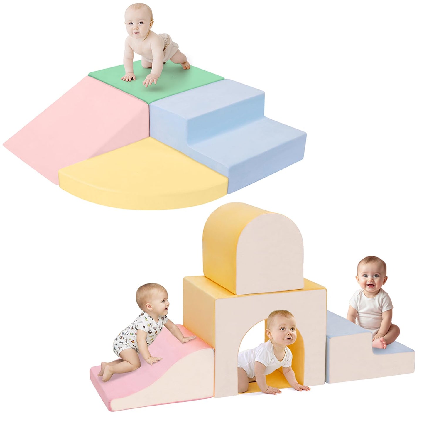 CAMELUS Large Climbing Toys for 1 Year Old, Toddler Climbing Toys Indoor (4- Piece) + (4-Piece)