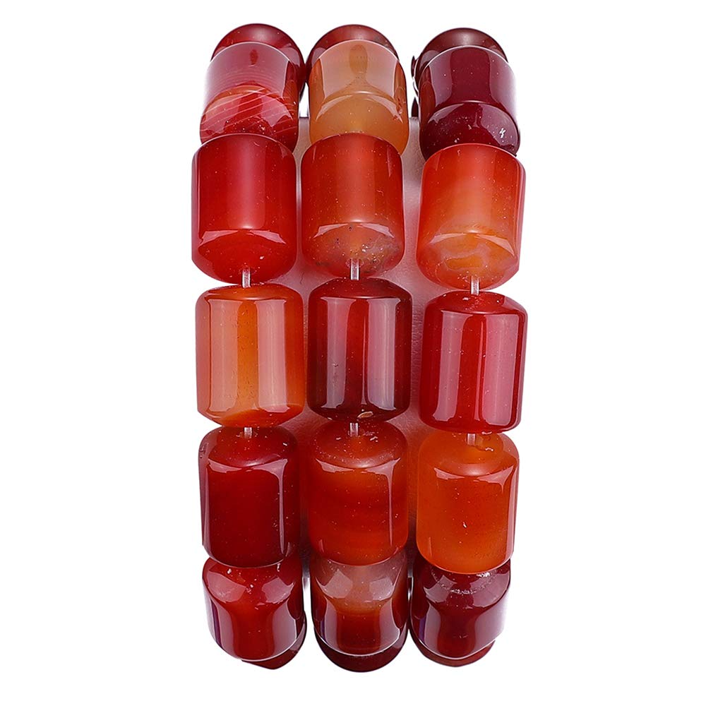BEADIA Natural Red Agate Cylinder Stone Loose Semi Gemstone Beads for Jewelry Making 10mmx14mm 38cm