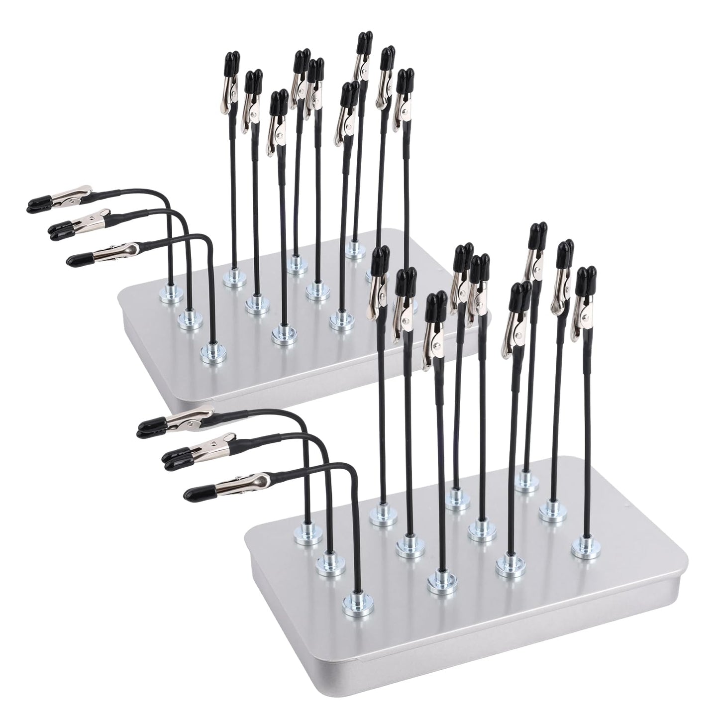 2pcs Metal Model Painting Stand Base Holder with 24pcs Bendable Magnetic Alligator Clip Sticks, Modeling Tools for Airbrush Models Coloring & Hobby Model Painting