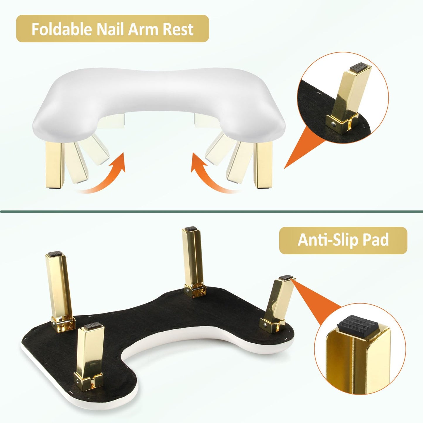 Nail Arm Rest, Mothers Day Arm Rest for Nails Tech, PU Leather Nail Tech Arm Rest, U-Shaped Hand Rest for Nails Tech, Foldable Manicure Hand Rests for Foot Hand Rest, White