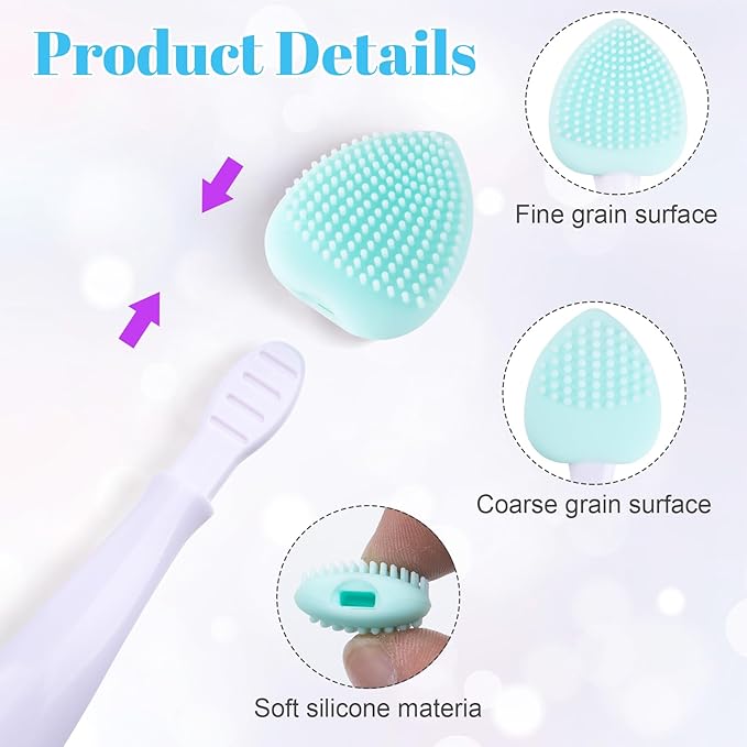 4pcs Lip Scrub Brush, Silicone Heart Lip Exfoliator Brushes Scrubber Tool, Double-Sided Oval Lip Cleaning Exfoliating Remove Dead Skin Tool for Men Women Dark Lips- Pink & Green