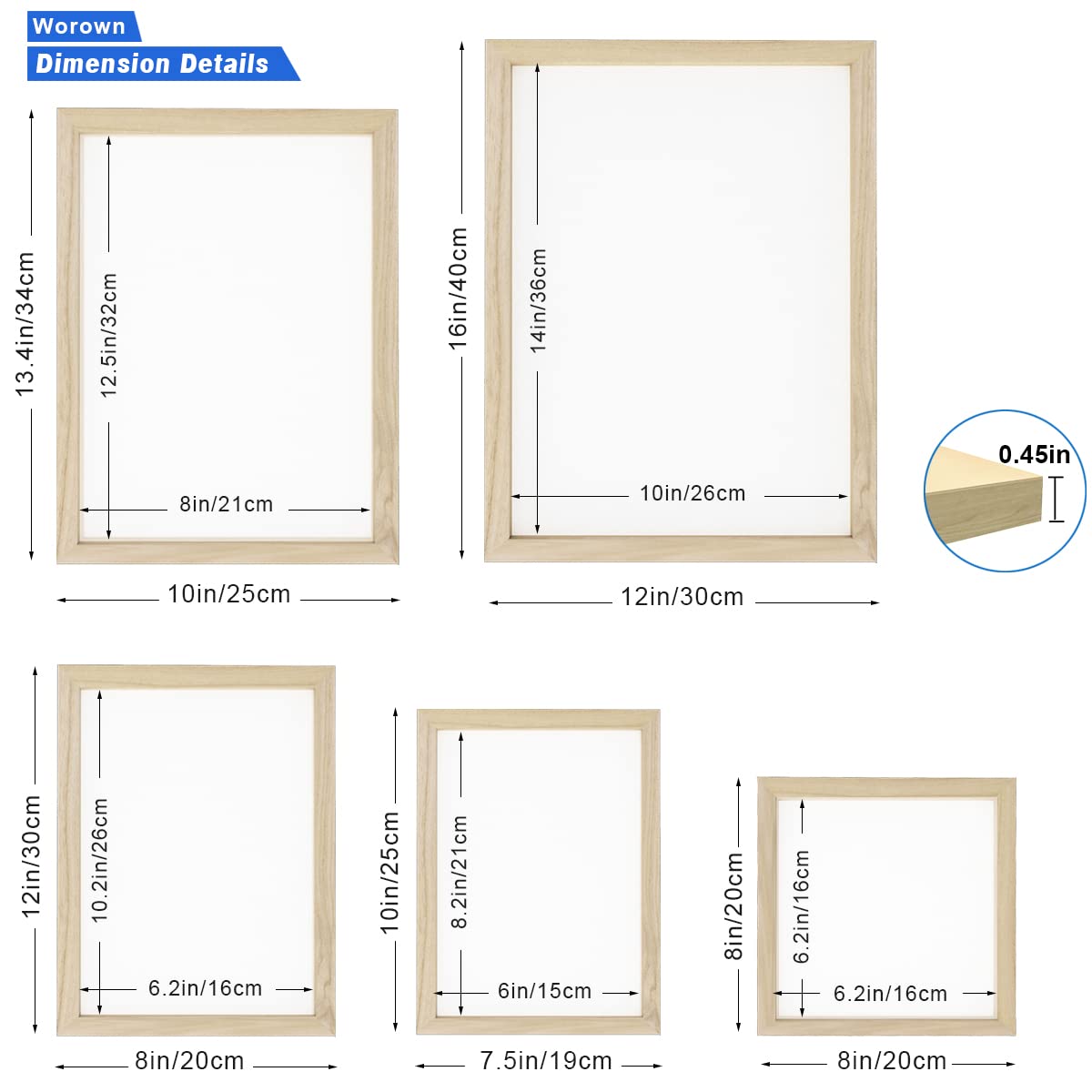 Worown 5 Different Size Wooden Paper Making Screens, PaperMaking Mold and Deckle, Paper Making Frames for DIY Paper Crafts