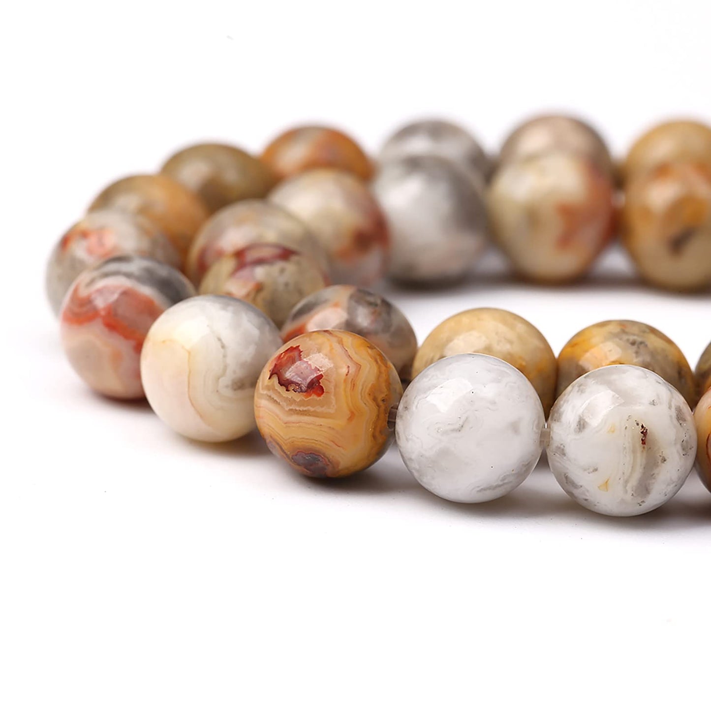 60pcs 6mm Natural Stone Beads Crazy Lace Agate Gemstone Round Loose Beads for Jewelry Making DIY Bracelet Necklace