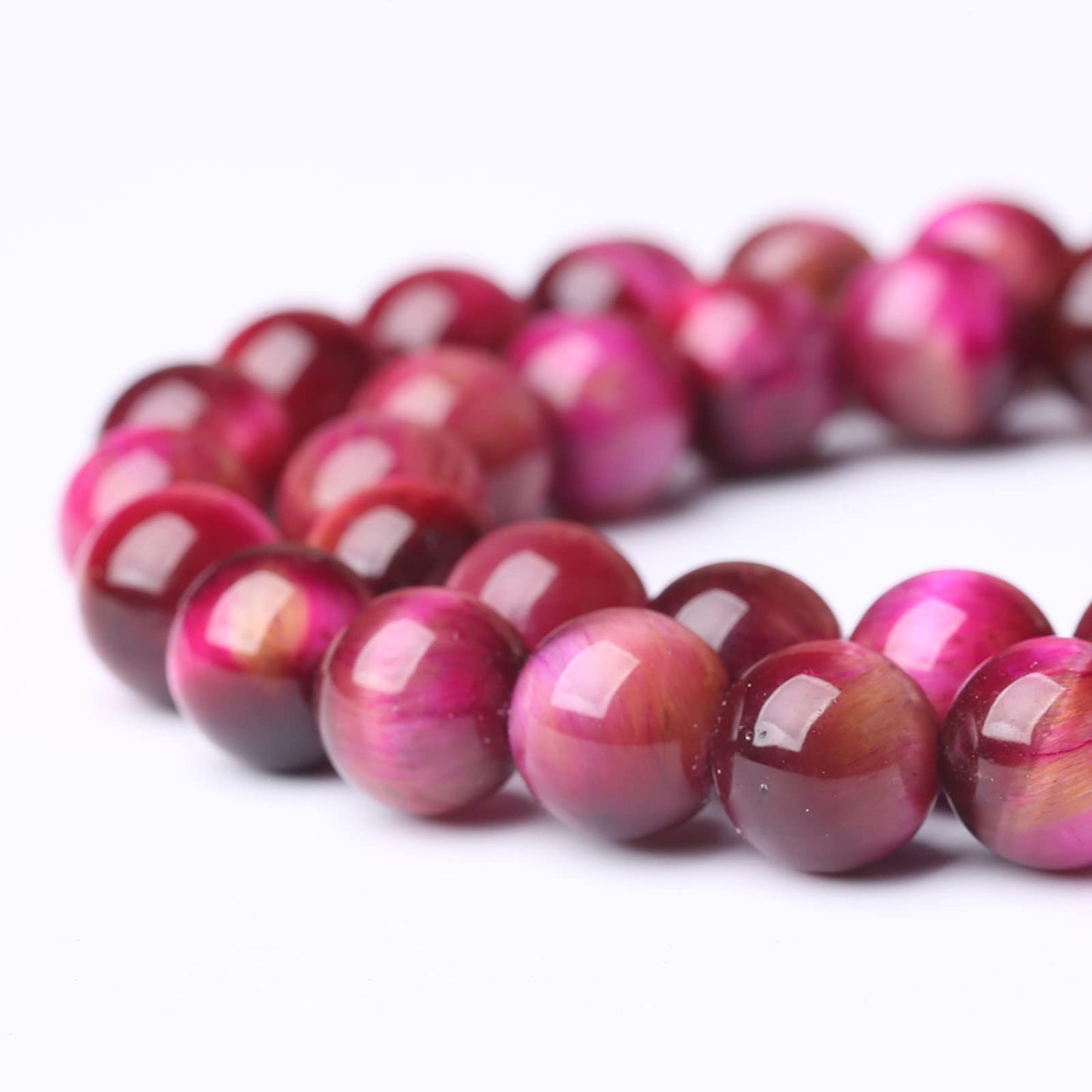 Natural Rose Red Tiger Eye Beads for Jewelry Making Round Loose Stone Beads Semi-Precious DIY Bracelet Necklace 10mm