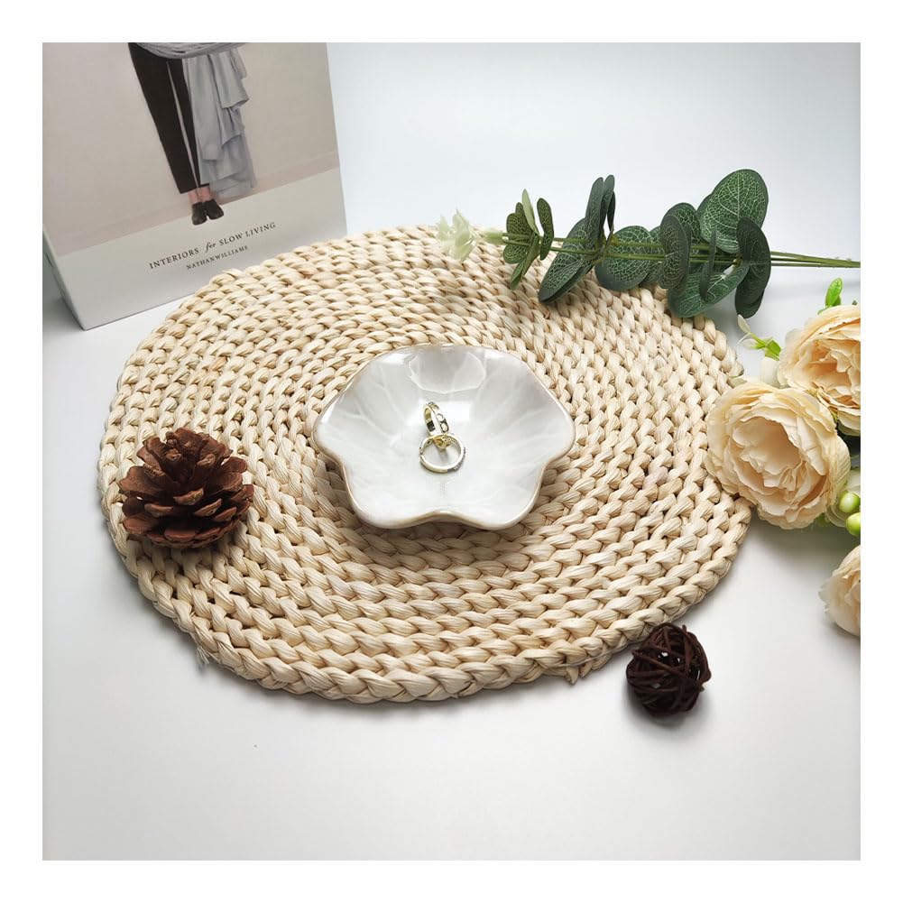 Ceramic Leaf Dish, Tiny Key Bowl, Small Ring Dishes Holder, Jewelry Plate, Trinket, Nightstand Decor for Entryway Table Home Decor Gift for Mom, Women, Girls