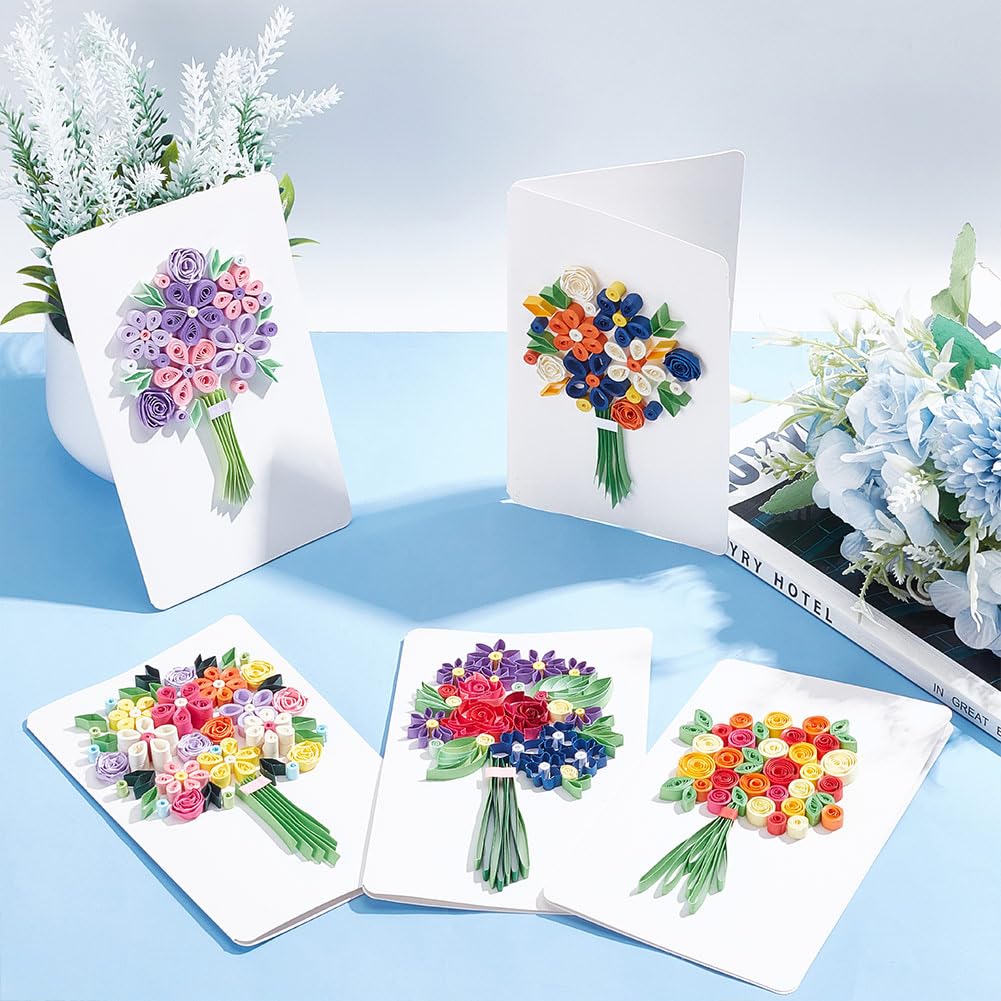 WEBEEDY Paper Quilling Kit 20 Sets Flower Card Quilling Kit with Paper Quilling Strips Tools Paper Quilling Set DIY Handmade Arts Crafts Christmas Valentine's Day Birthday Gifts