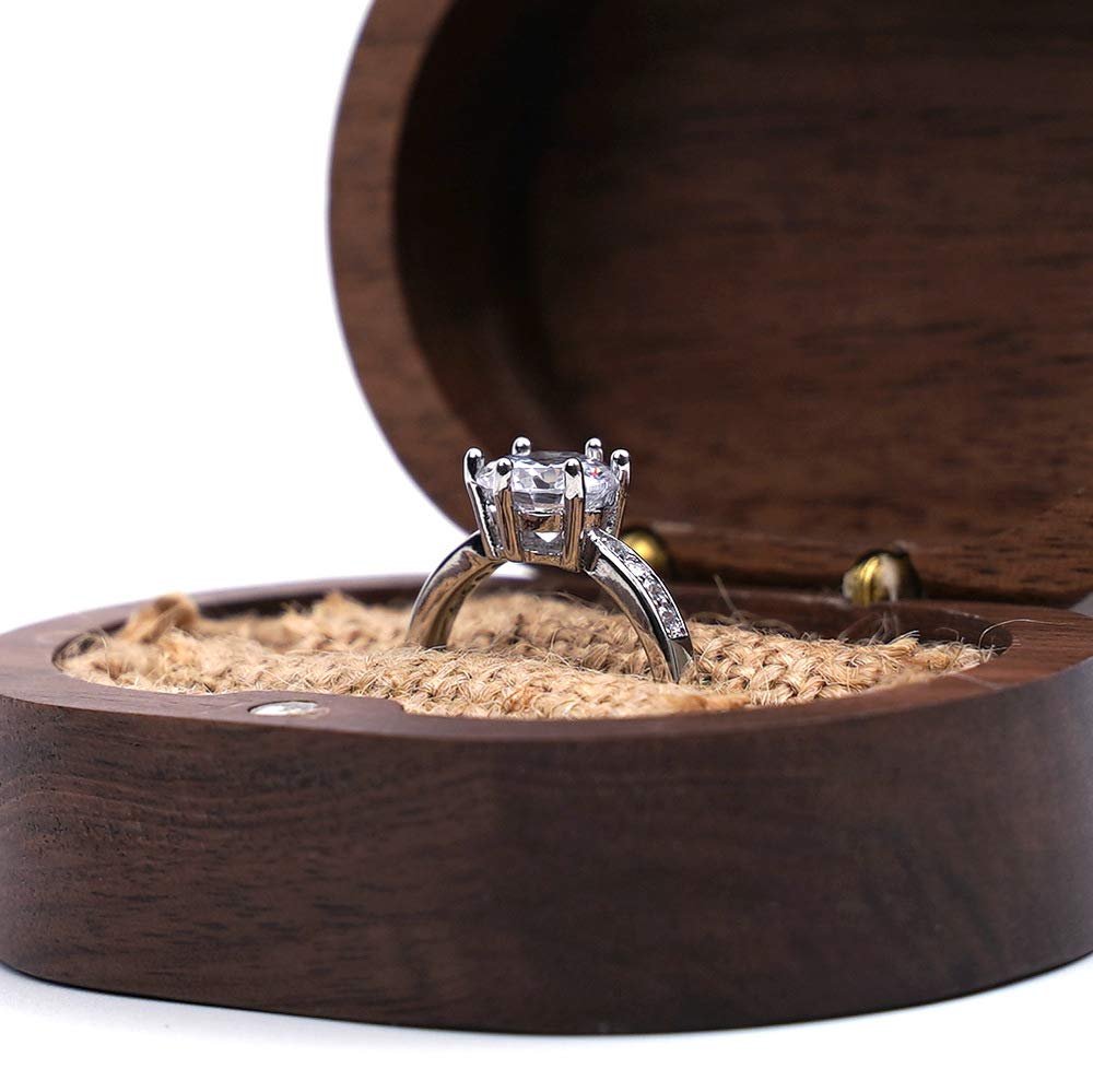 molchagar Ring Box for Wedding Ceremony, 2 Slots Ring Box, It Was Always You Commitment of Love Engraved Wooden Ring Holder for Engagement, Propose, Lover's Birthday Jewelry Gift Box…