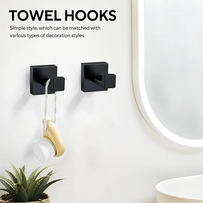 15 Pieces 23.6-Inch Bathroom Hardware Accessories Set,Black TStainless Steel Bathroom Hardware Set,Bath Towel Bar Kit