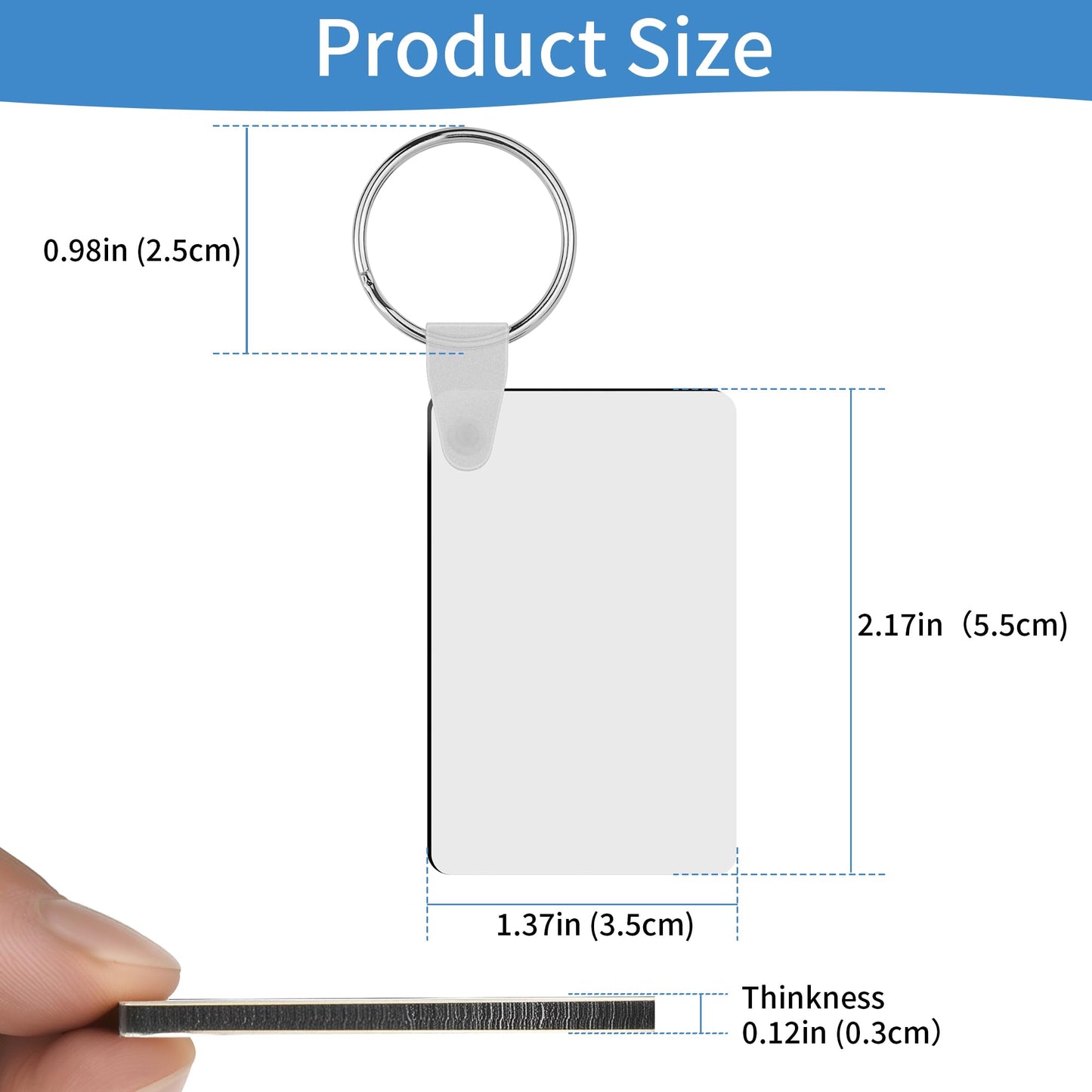 Merkisa 150 Pcs Sublimation Keychain Blanks – Double-Sided Heat Transfer Blanks 50 Set with Rings & Clips, Clear Film– DIY Bulk Blank Keychains for Crafts, Personalized Gifts (Rectangle)