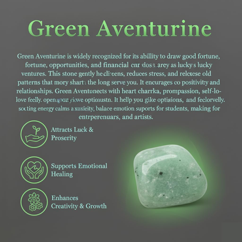 Green Aventurine Tumbled Stone – Natural Crystal for Prosperity, Balance & Positive Energy – Pocket Gemstone for Meditation, Reiki, Chakra & Spiritual Décore