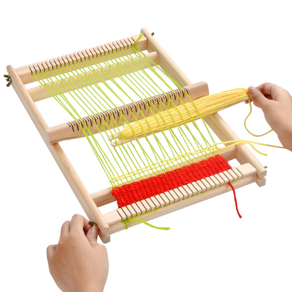FOCCTS Wooden Multi-Craft Weaving Loom Large Frame 9.84 x 15.35 x 1.3inch, Tapestry Loom Wooden Weaving Loom Creative DIY Weaving Art for Kids, Beginners and Expertsrt