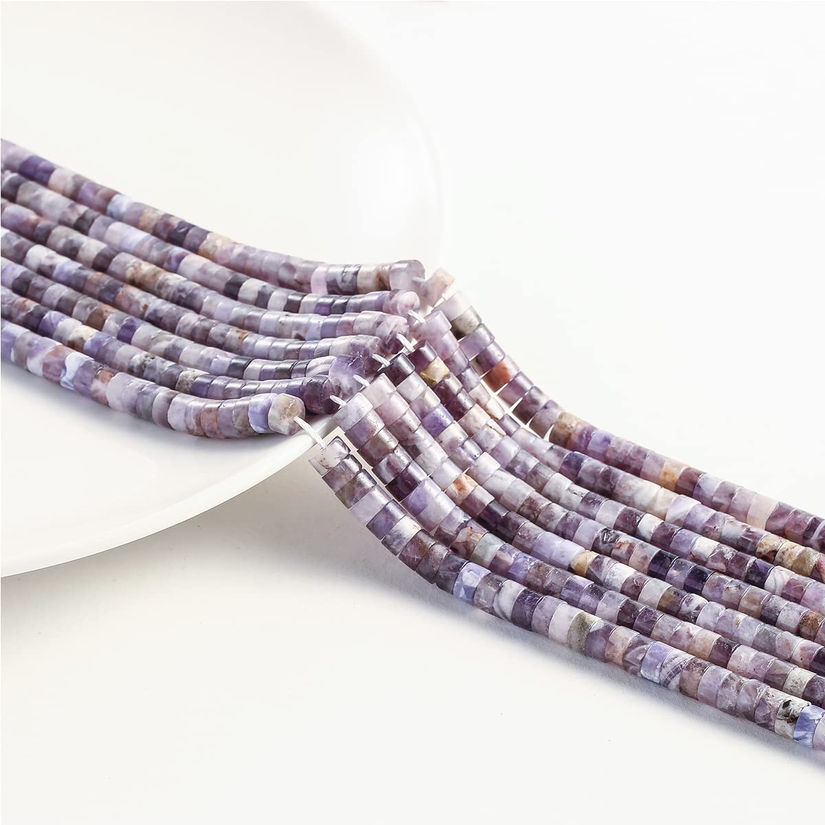 Natural Amethyst Stone Spacer Beads 6x3mm 38cm/str Flat Round Loose Semi Gemstone Caps for Making Bracelets Necklace