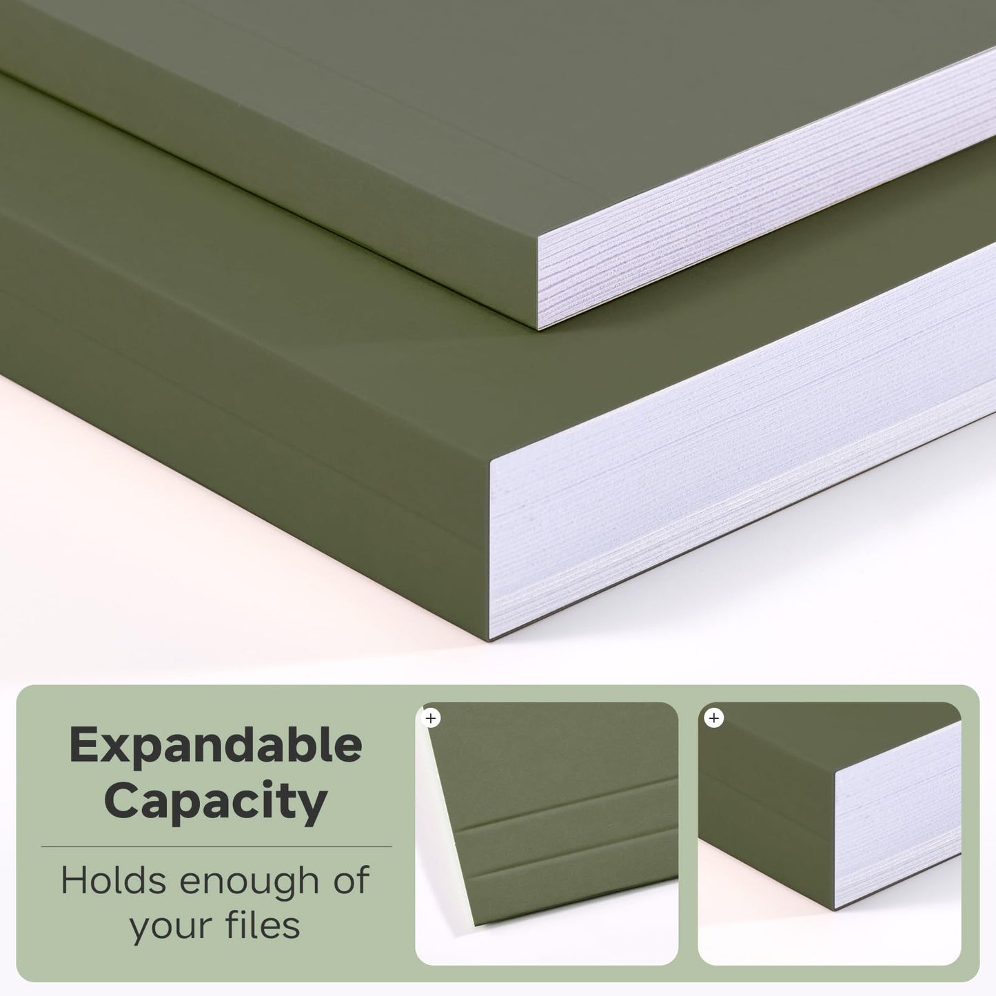 50pcs Green Hanging File Folders,Filing Cabinet, Letter Size with 1/5-Cut Adjustable Tab Durable, 50 pcs Per Box