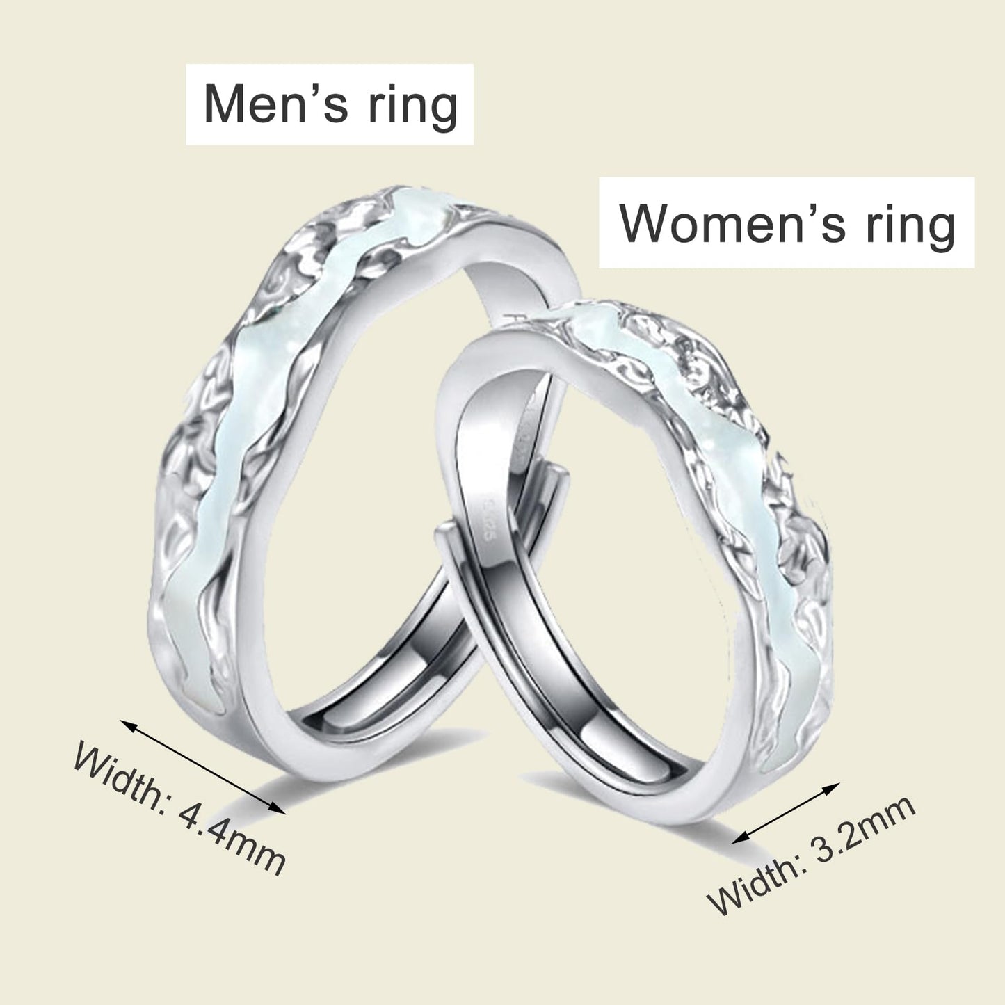 DIOWUS Lymphatic Magtherapy Luminous Ring For Men Women, Titanium Ion Therapy Acupuncture Unclog Bloodstream Lymph Nodes Light Up Hope Adjustable Finger Ring Jewelry Gift For Couple (for Men)