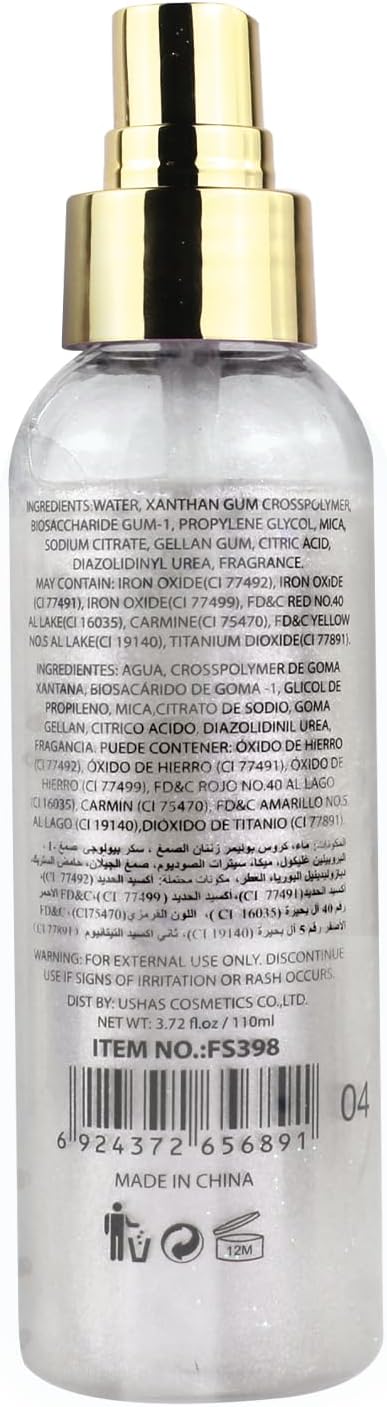 SOVONCARE Hair and Body Glitter Spray Instantly, Face Glitter Hairspray Body Shimmer Powder add Sparkly Shimmery Glow for Women Hair, Skin, Clothing Quick Drying, Non-Sticky 4.7 oz White