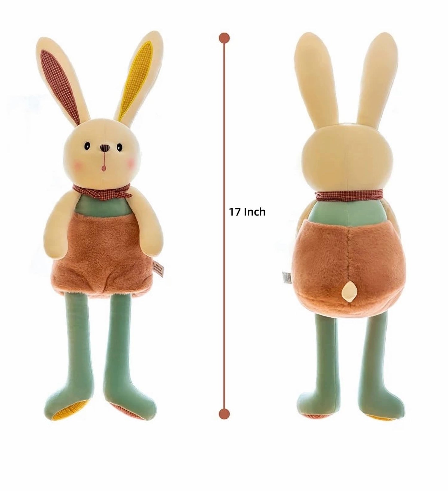 Ninqukico Plush Bunny -17'' Stuffed Animal Rabbit Pull-Out Ears and Legs, Cute Bunny Rabbit Soft Plushie Toy for Girls or Baby