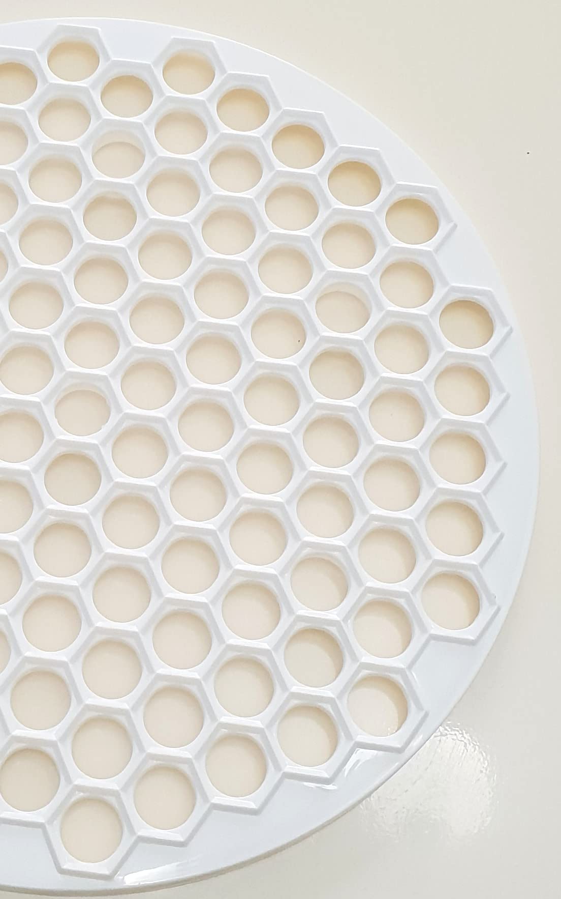 Pratic Circle Ravioli Mold - Small Holes, 121 Dough Rounds - 12.5" Dough Cutter, Manti Maker - White
