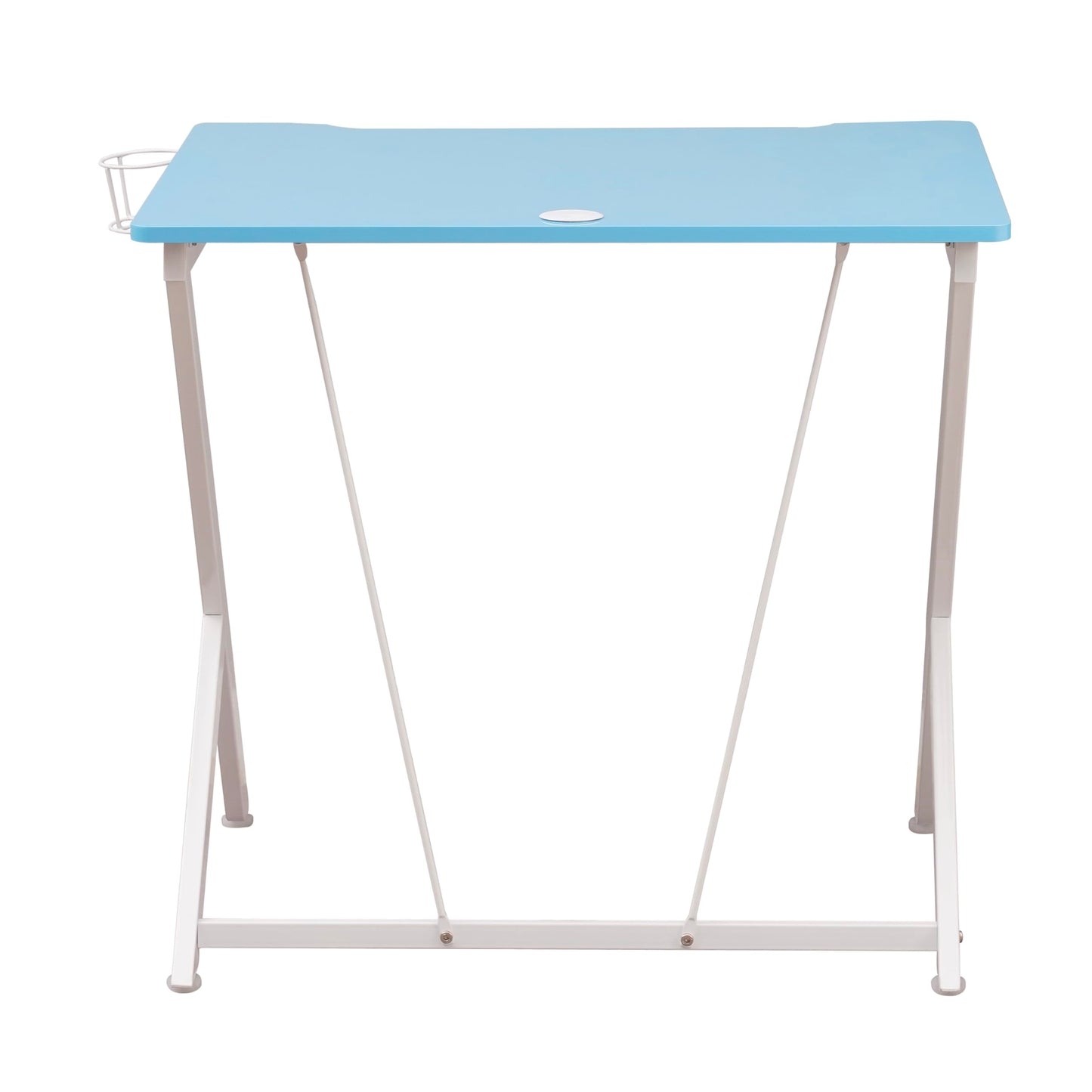 Techni Mobili Blue Gaming Desk - Small Gaming Desk with Cup & Headphone Holder - 31.5" Wide Blue Laminated Desktop Surface with Back Cable Management Opening - Student Desk for Bedroom