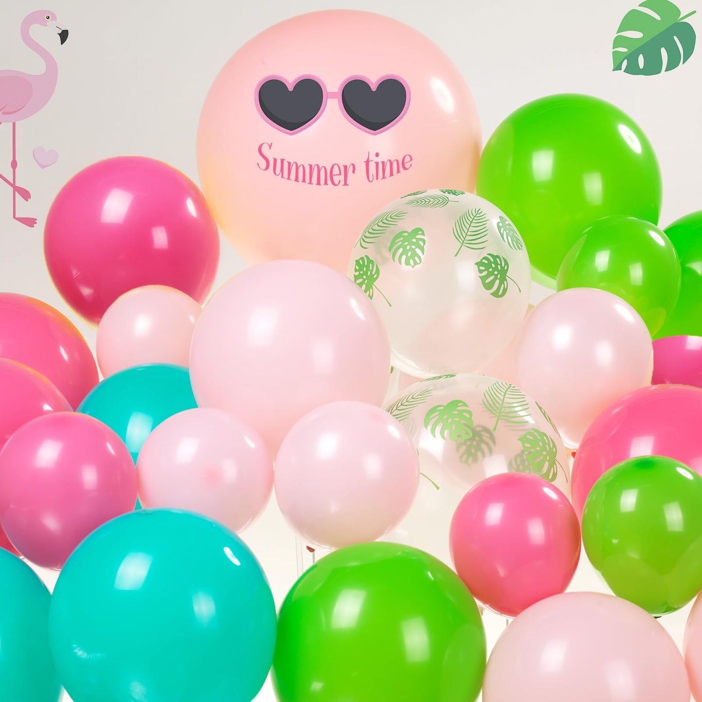 Tropical Luau Balloon Arch Kit - 126Pcs Flamingo Party Decorations with Teal Blue Pink Green Balloons, Palm Print & Pineapple Foil Balloons - Perfect for Hawaiian Aloha Summer Beach Birthday Party