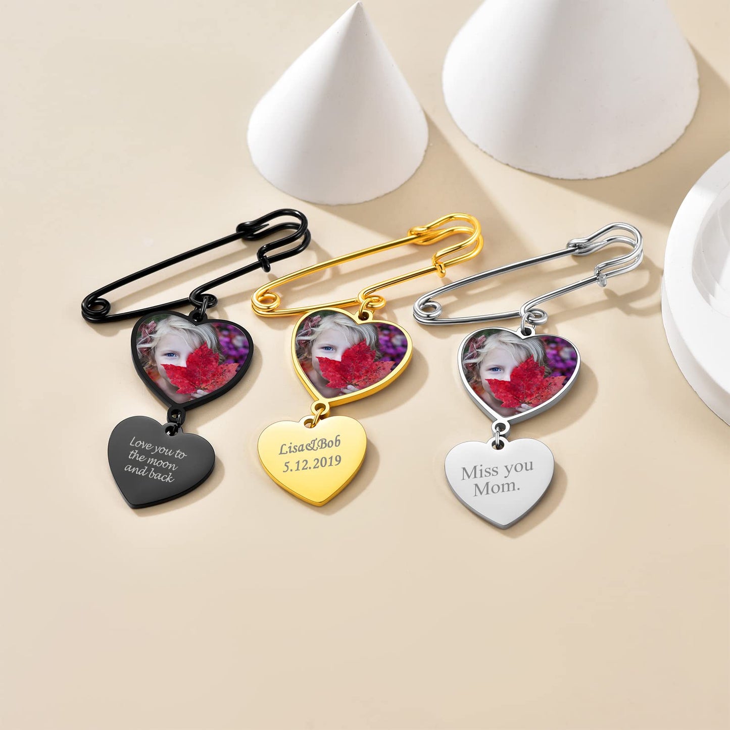 Custom4U Pin with Picture for Groom Custom Memorial Photo Bouquet Charm