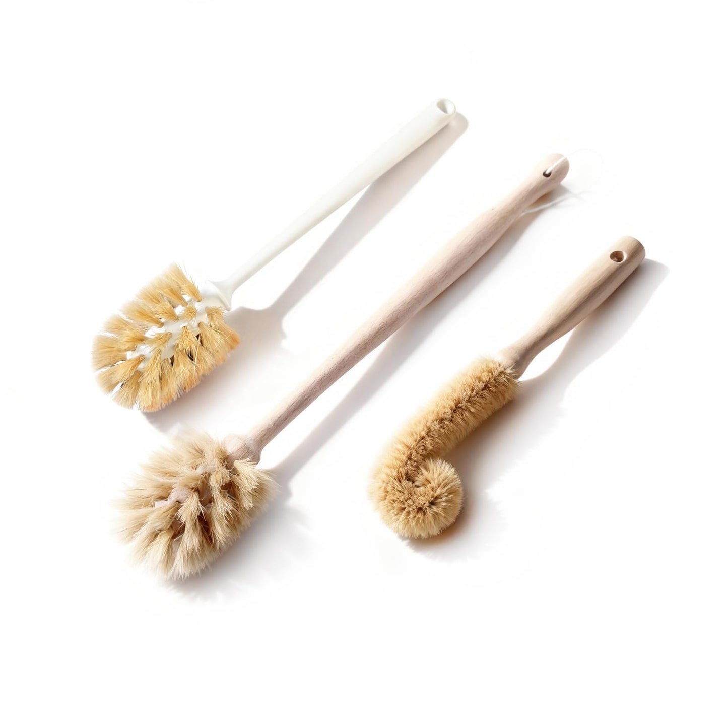 MI BRUSHAX Bottle Brush & Dish Scrubber Set (3 Pack) - Kitchen Cleaning Kit with L-Shape Bottle Cleaner, Round Pan Brush & Detail Scrubber - Multi-Use for Bottles, Pots, Pans & Glassware