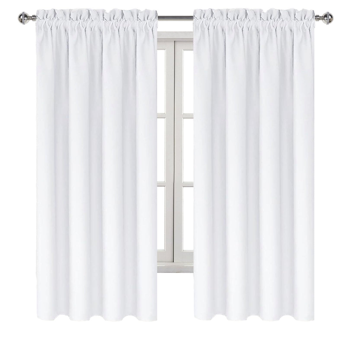 White Curtains 50% Light Blocking for Living Room 72 Inch 2 Panels (2 Count)