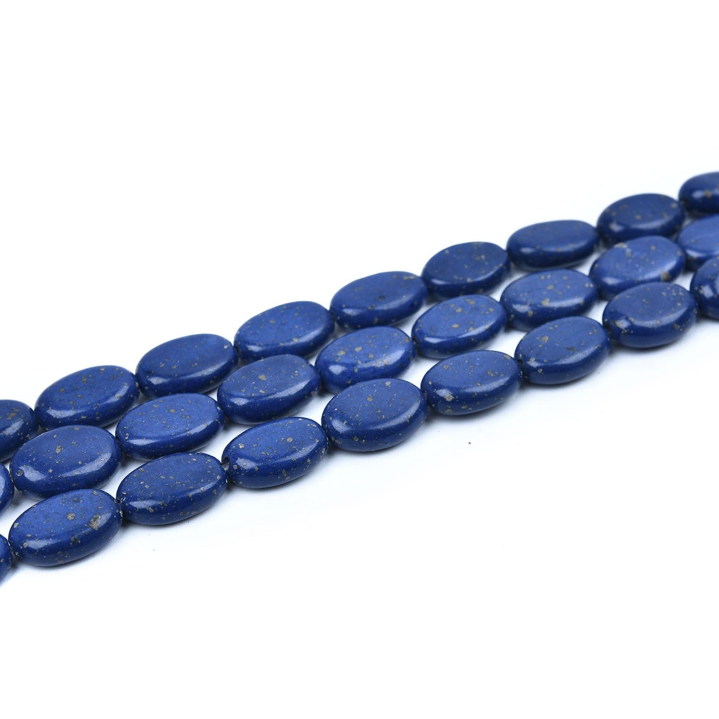 HAAMIIQII 12x8mm Lapis Lazuli Oval Stone Spacer Beads, Loose Gemstone Beads for Jewelry Making, DIY Bracelet, Necklace, Healing Crystal 15 Inch (33pcs)