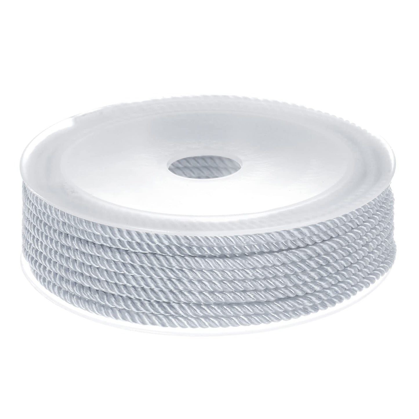 HARFINGTON Twisted Nylon Twine Thread Beading Cord 3mm 7M/23 Feet Extra-Strong Braided Nylon String for Crafting Bracelets Jewelry Making, Light Grey