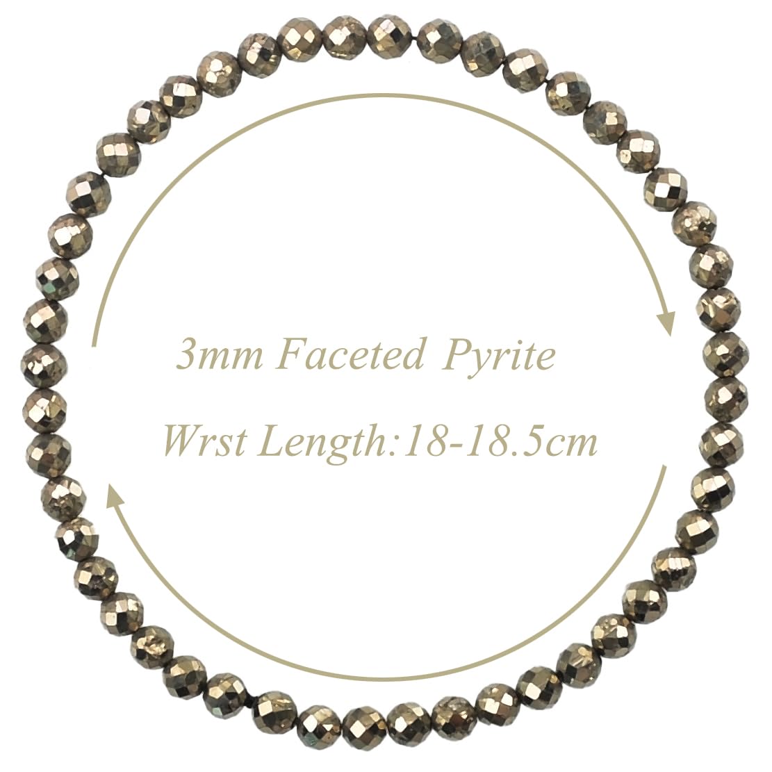 MASSIVE BEADS Natural Genuine Gemstone Beads Healing Crystal Chakra Reiki Jewelry Faceted Round Beads Bracelets (Pyrite, 3mm)