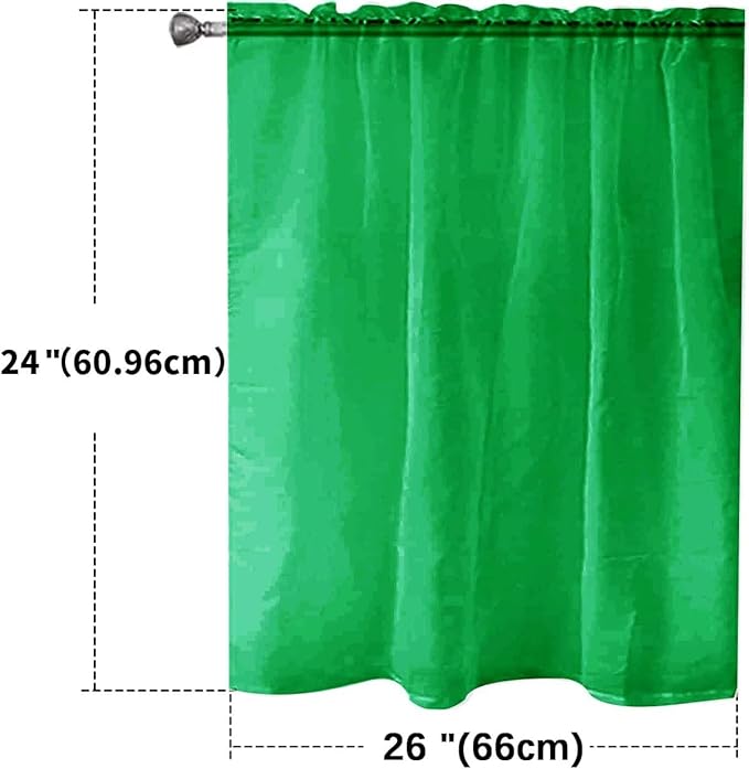 SpaceDresser Basic Rod Pocket Sheer Voile Window Curtain Panels Green 1 Pair 2 Panels 26 Width 24 Inch Long for Kitchen Bedroom Children Living Room Yard（Green，26Wx 24L）