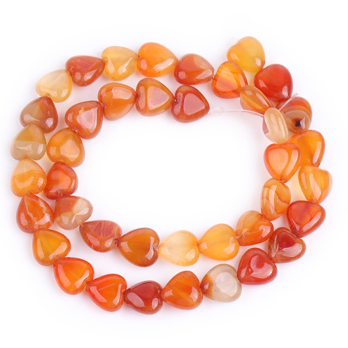 GEM-Inside 10mm Heart Charms Natural Red Carnelian Agate Gemstone Stone Beads for Jewelry Making Full 15" Strand Power Energy Healing Chakra Stone Beads