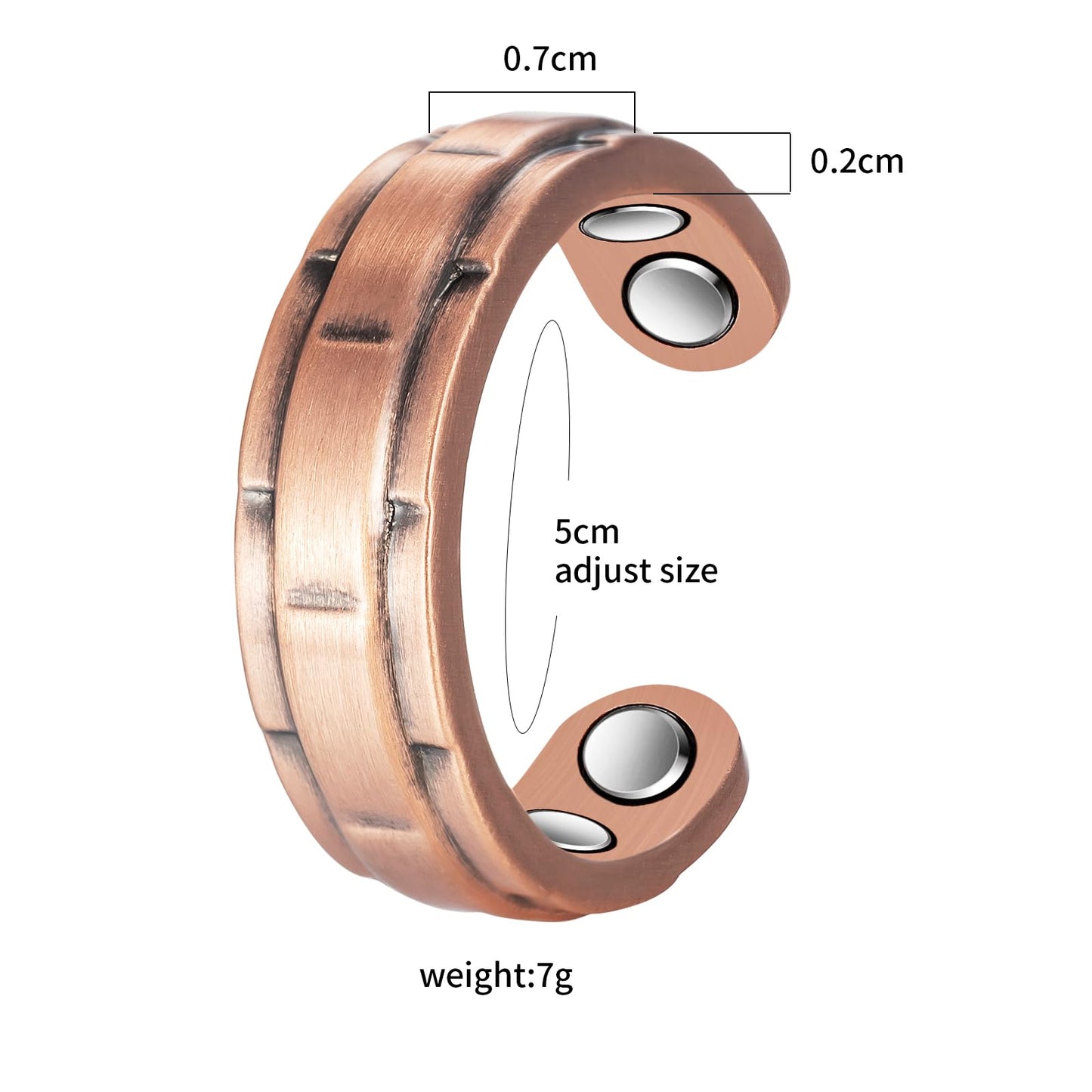 EnerCoppeX Copper Magnetic Ring for Women, Lymphatic Drainage Adjustable Ring, 3500 Gauss Magnet (G)