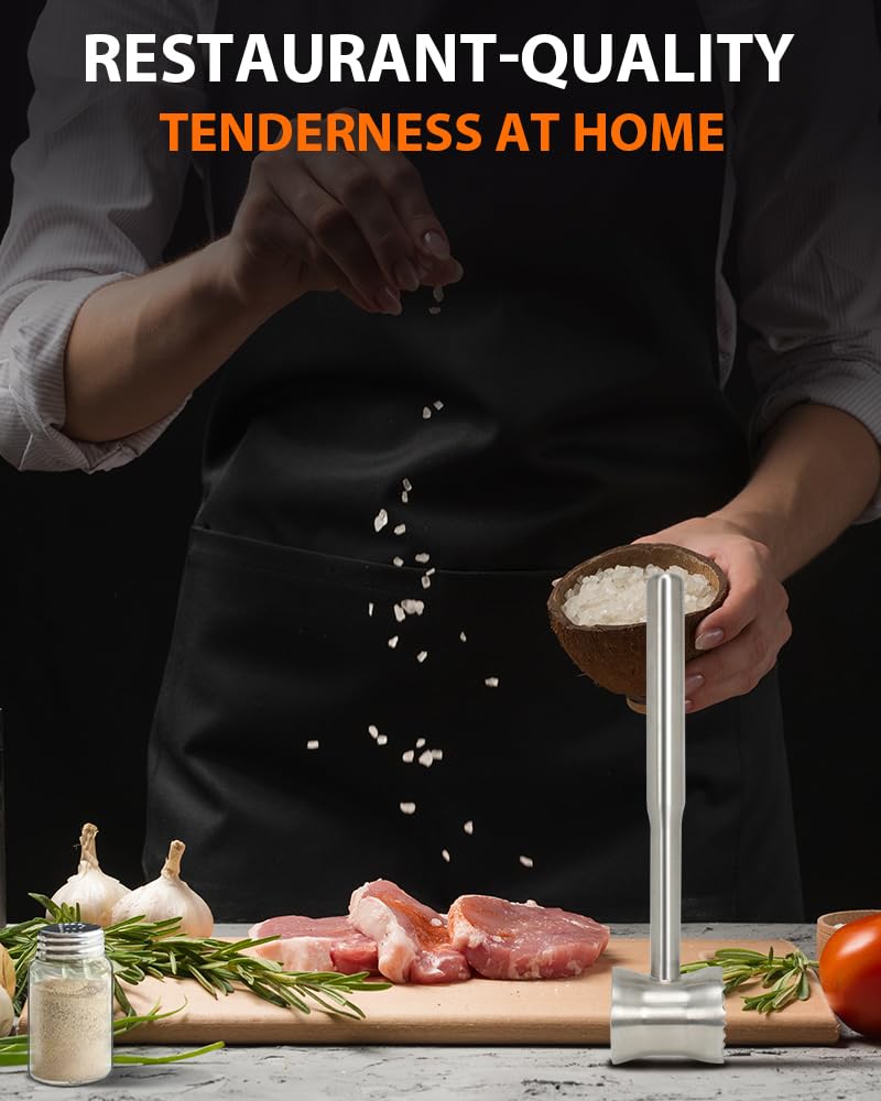 Brigii Meat Tenderizer Tool, 304 Stainless Steel Meat Mallet, 0.8lb Heavy Duty, 2 in 1 Meat Pounder for Beef, Steak, Chicken, Lamb, Dishwasher Safe